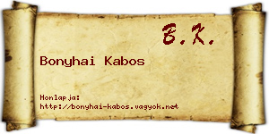 Bonyhai Kabos névjegykártya